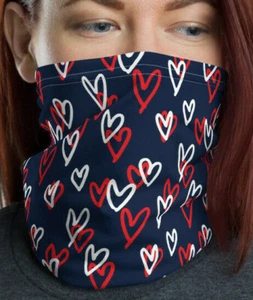 Neck Gaiter: Lots of PATRIOTS Hearts - custom Face Mask. Protection with style!  - Picture 1 of 3