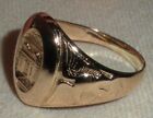 ANTIQUE 10K GOLD RING MILITARY EAGLE ON SIDES & BUILDING IN CENTER SIZE 8.5 tuvi
