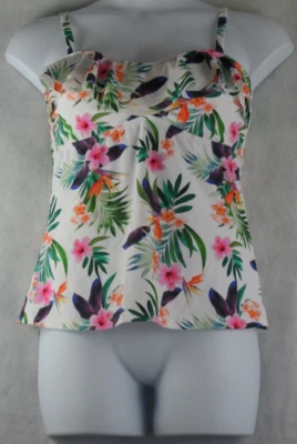 Island Escape Women's Tahiti Ruffled Tankini Top Swimsuit, Multi Floral, Size 14 - Image 1 of 2