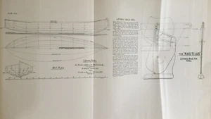 Antique Boat Print Canoe Yawl The Nautilus C1895 Dixon Kemp Yacht & Boat Plan - Picture 1 of 9