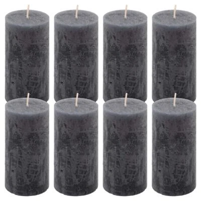 8er Set Rustik-Kerze anthrazit Höhe 10 cm Ø 5 cm lange Brenndauer Rund-Kerze - Bild 1 von 4