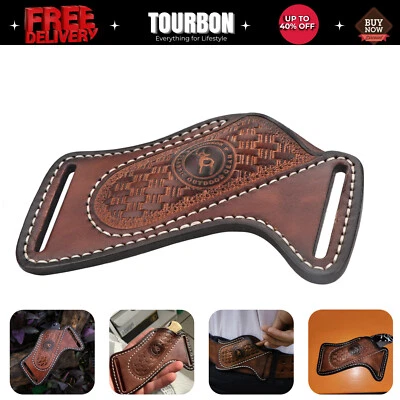 TOURBON Leather Hunting Knife Sheath Belt Pouch EDC Pocket Knives Case-Clearance - Image 1 of 4