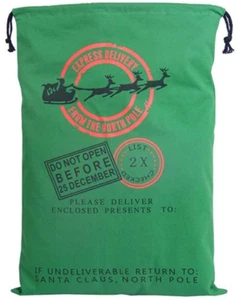 Santa Sack, Christmas Gift Bag Big Santa Bag Cotton with Drawstring - Picture 1 of 1