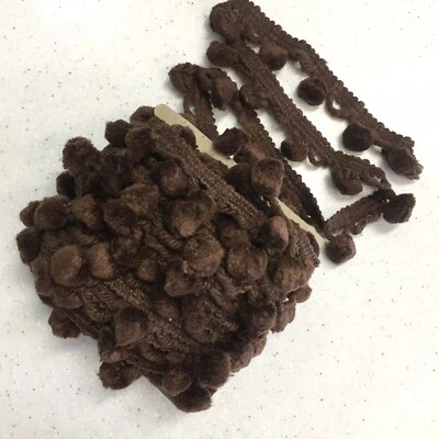 Brown Pom Pom Fringe Border Craft Trim Sewing Lace Edging Tape 48yd 6x8y Lot NEW - Image 1 of 4