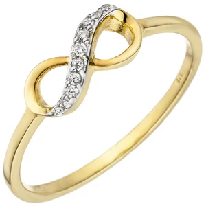 JOBO Damen Ring Unendlichkeit 375 Gold Gelbgold 10 Zirkonia Goldring RW: 52 - Bild 1 von 1
