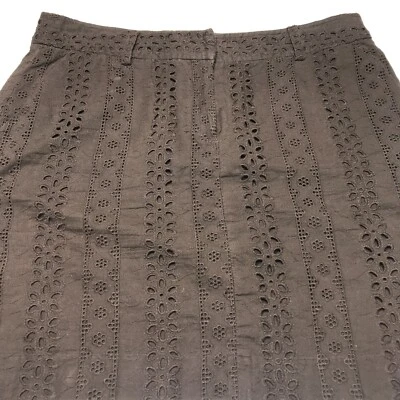 Falda Rafaella Mujer Talla 12 Marrón Ojales Mini Corta 100% Algodón Cremallera Frontal Foto 1 de 4