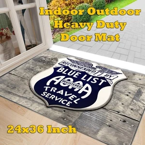 Alfombra de puerta interior exterior resistente lista azul alfombra de servicio de viaje registrada - Imagen 1 de 4