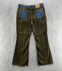 VINTAGE Vezucci Denim Corduroy Stripe Contrast Flare Jeans 70s Style Sz 14 - Picture 1 of 15