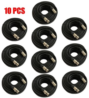 10 Pack 25FT Premium XLR 3Pin Male Female Mic Microphone Mixer Audio Cord Cable - Image 1 of 2