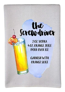 The Screwdriver Recipe Alcohol Drinks 16"x24" White Waffle Towel Trifold wwt-011 - Picture 1 of 1