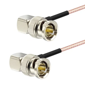 BNC Male to BNC Male Right Angle 75 ohm RF Coax Coaxial Pigtail Cable RG179 15cm - Picture 1 of 4