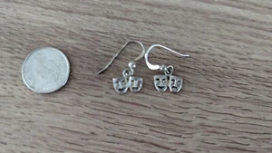 Drama Comedy Tragedy Sterling silver drop earrings. Masks Acting. Dangle dangly - Picture 1 of 1