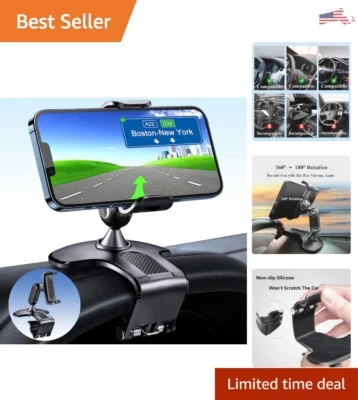 Convenient Car Phone Mount - Fits 4.7 to 6.5 inch Smartphones - Non-Slip - Black - Image 1 of 4