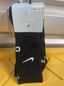 Nike x NOCTA Crew Socks 3 Pairs Pack Black White Rare DD9240-011 Sz XL 12-15 - Picture 1 of 3