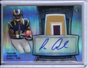 Tavon Austin 2013 Bowman Sterling Rookie Relics Blue Wave RPA Patch Auto 53/55 - Picture 1 of 2