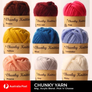 Chunky Knitting Yarn Wool Crochet Malli Acrylic Blend 60g Balls Craft Soft - Picture 1 of 11