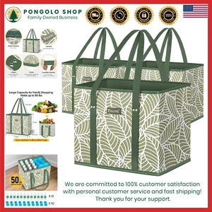 Eco-Friendly 3-Pack Extra Large Grocery Bags with Strong Handles & Easy Storage - Picture 1 of 9