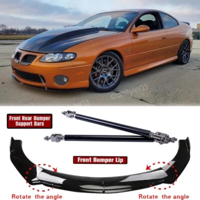 For Pontiac Grand Prix Gloss Black Front Bumper Lip Spoiler Splitter +Strut Rods Foto 1 de 4