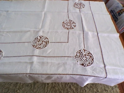 Linge ancien 1 pièce lin blanc avec jours et incrustations   ( ref 24 ) - Photo 1/4