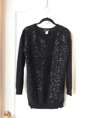 Suéter para mujer C By Bloomingdale’s negro secuencia cachemir pequeño ¡LIMPIO!! Foto 1 de 4