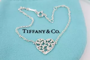 Tiffany & Co. Paloma Picasso Olive Leaf Heart Bracelet 7.5" Silver 925 w/Pouch - Picture 1 of 12