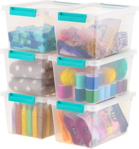 USA 4 Qt. Plastic Storage Bins Containers with Lids, 6 Pack, Sensory Bin, Craft - Picture 1 of 7