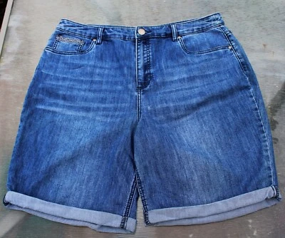 Pantalones Cortos Para Mujer Christopher & Banks Denim Puños Talla 14 Bolsillos Bordados Foto 1 de 4