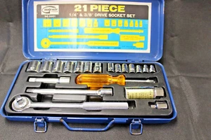 Majestic Tool 21 Piece 1/4" and 3/8" Drive Socket Set With Case - Foto 1 di 5
