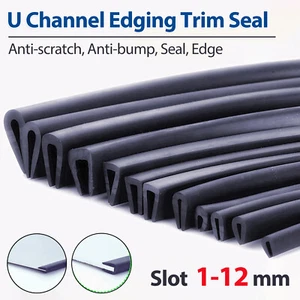 Black Rubber U Channel Edging Trim Seal Door Window Edge Protector Strip U-shape - Picture 1 of 35