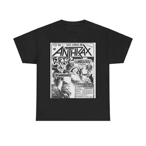 Anthrax Vintage Punk Rock Flyer Unisex Heavy Cotton Tee - Picture 1 of 25