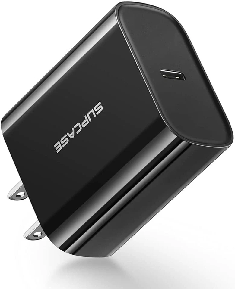 Carregador rápido SUPCASE 18W USB C, bloco adaptador de energia carregador de parede PD (preto) - Imagem 1 de 4