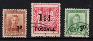 NEW ZEALAND 1950 / 53 PROVISIONALS KING GEORGE VI & ARMS SET VFU. - Picture 1 of 1