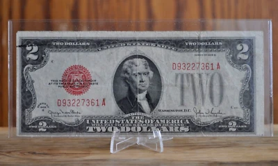 1928 Red Seal $2 Dollar United States Note, F/VF, Old US Two Dollar Bill 1928 - Image 1 of 2