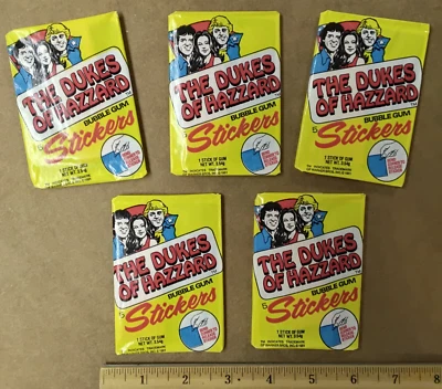 The Dukes of Hazzard TV Show Donruss 1981 Nuevo de Lote Antiguo de 5 Paquetes de Cera Sellados de Colección Foto 1 de 4