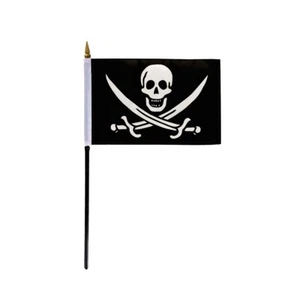 Small Jolly Roger Calico Jack Rackham Rackum Pirate Stick Flag,4x6 Inch,10 Pack - Picture 1 of 1