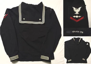 Maglione vestito nero US Navy Atkron VA-176 42L aviazione elettricista mate 3a classe - Foto 1 di 10