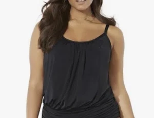 AMERICAN BEACH TAKINI BLOUSON SWIM TOP BLACK S NWOT - Picture 1 of 2