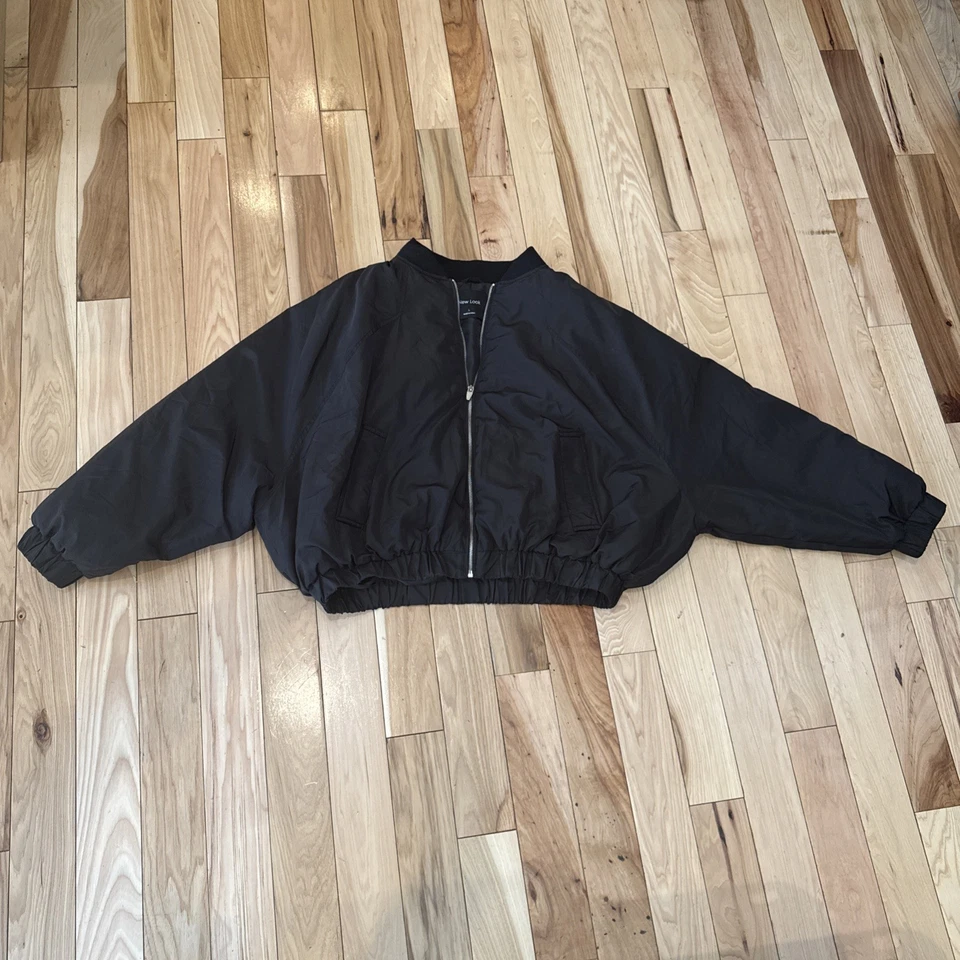 Chaqueta Bomber New Look Negra Para Mujer Talla Grande Cremallera Frontal Foto 1 de 4