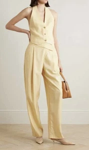 ESSE STUDIOS Yellow Delphi Trousers Dress Pants Asymmetrical Front AUS 12 - Picture 1 of 15