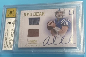 2012 Andrew Luck /15 National Treasures Rookie Dual Patch Auto BGS 9 Auto 10 - Picture 1 of 2