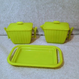 Juego de Bandeja de Azúcar Crema Lustro Ware Mediados de Siglo Cocina Atómica Plástico De Colección - Imagen 1 de 7
