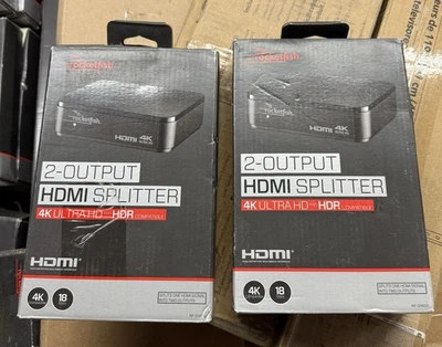 2 PACK Rocketfish RF-G1603 2 Output HDMI Splitter Black HM-ROC - Image 1 of 3