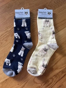 Set di 2 calze Happy Tails Schnauzer e Bulldog francese nuove con etichette taglia unica più adatte - Foto 1 di 1