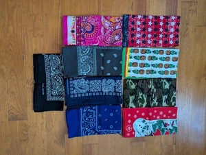 Lote De 9 Bandana Paisley Elefante Algodón Estrellas Muñeco De Nieve Piña Camuflaje Rosa Azul - Imagen 1 de 13
