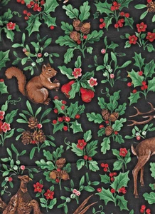 Tela estampada de algodón Cranston VIP "ANIMALES DEL BOSQUE DE NAVIDAD" (.69 yd.) - Imagen 1 de 2