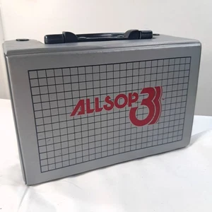 Vintage Allsop 3 Cassette Tape Case box storage tote Allsop3 silver carrying - Imagen 1 de 12