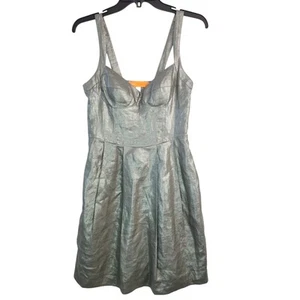 Cynthia Cynthia Steffe Silver 100% Linen Fit and Flare Cocktail Dress, Size 0  - Picture 1 of 18