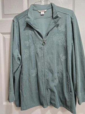 Ladies Allison Daley 3X Lightweight Full Zip Cardigan Jacket Floral Embossing  - Image 1 of 3