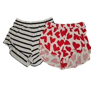 Lote de 2 Pantalones Cortos de Pijama Lounge para Mujer Azul Marino Antiguo PEQUEÑOS Corazones y Rayas - Imagen 1 de 11
