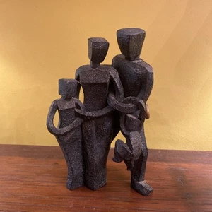 CWSL 2003 Cubist Bronze Effect Sculpture Figurine Parents & Children Family - Picture 1 of 7